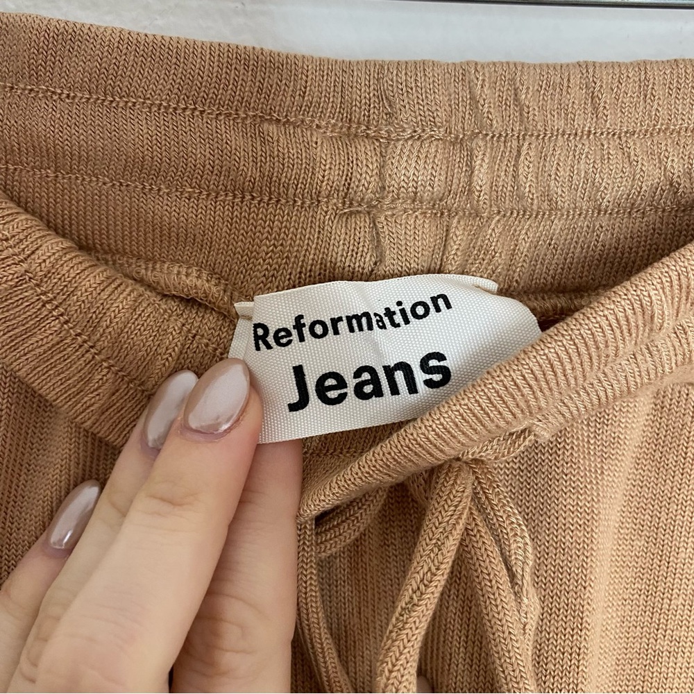 Reformation Taylor Sweater Knit Jogger Drawstring Tan Lounge Pants - Picture 4 of 8